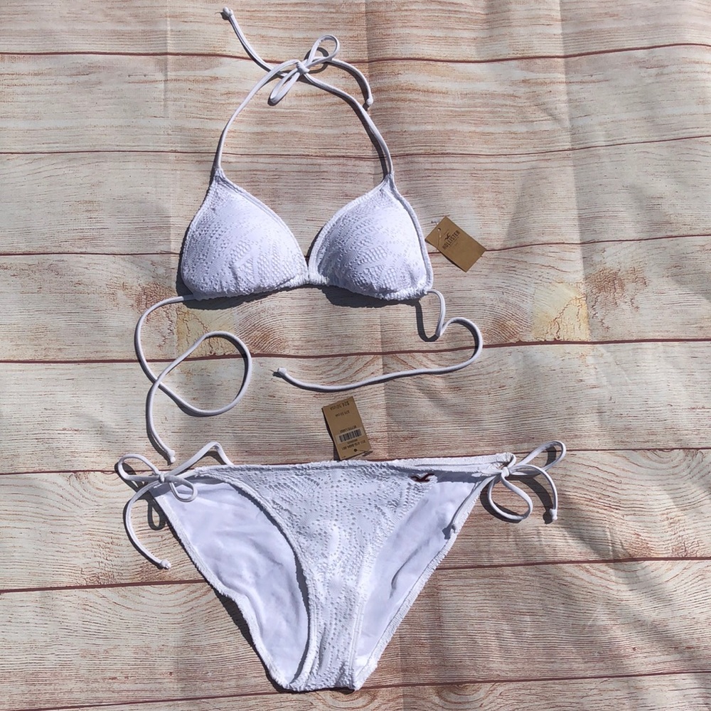 Hollister Lace Overlay Triangle Bikini Large